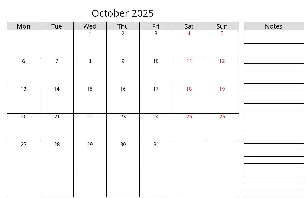 Minimalist October Calendar 2025 Template for Better Planning 3 October 2025 minimalist calendar PDF for home and office