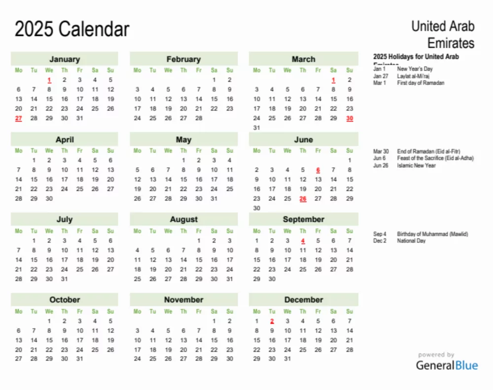 2025 wall calendar with large monthly grids and holiday highlights