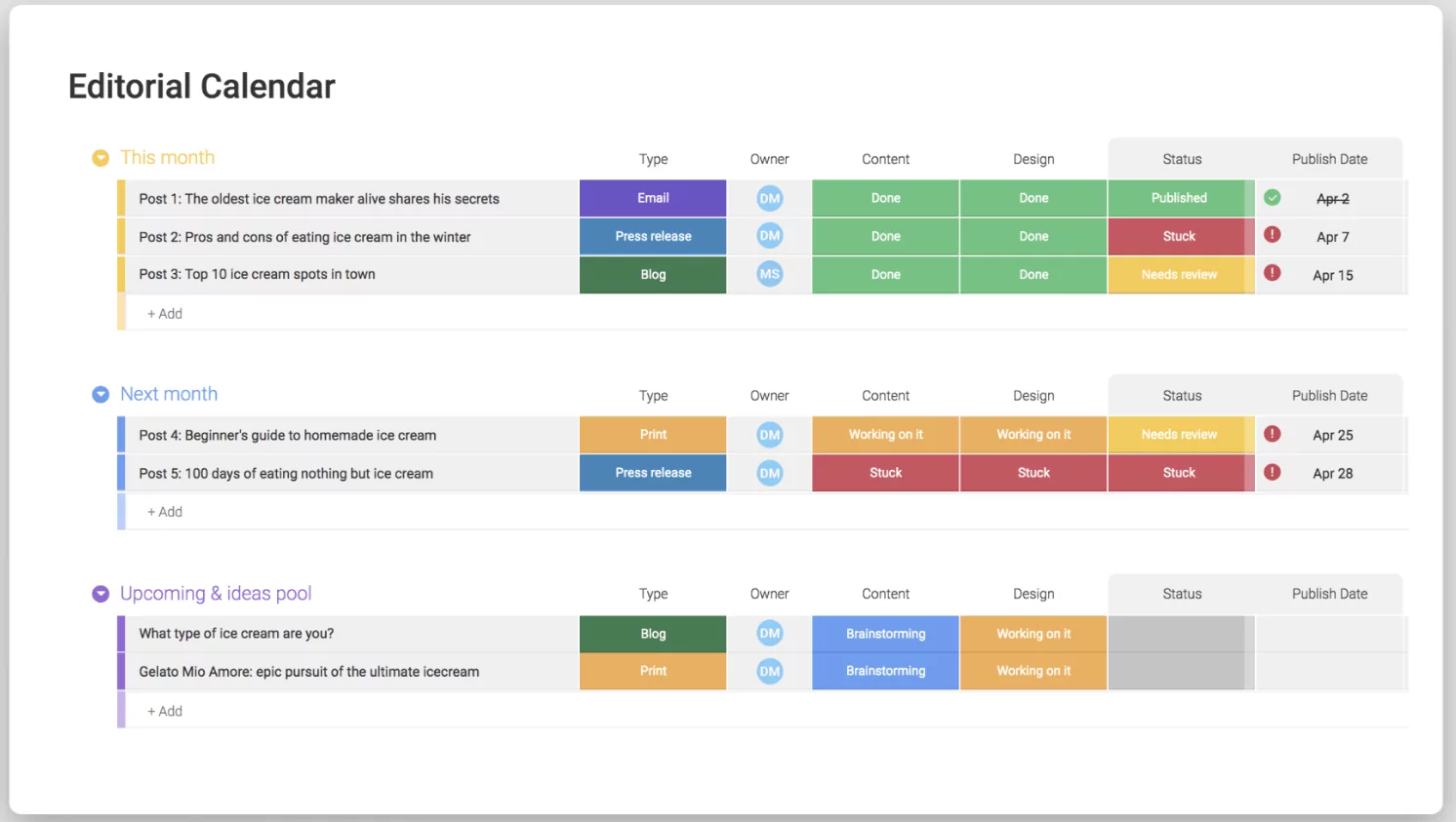 Illustration of using a calendar for content creators