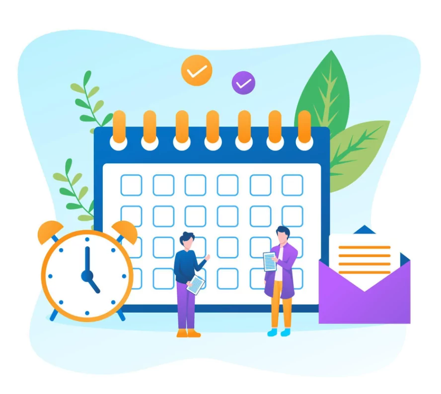 Illustration of using a calendar for students and college