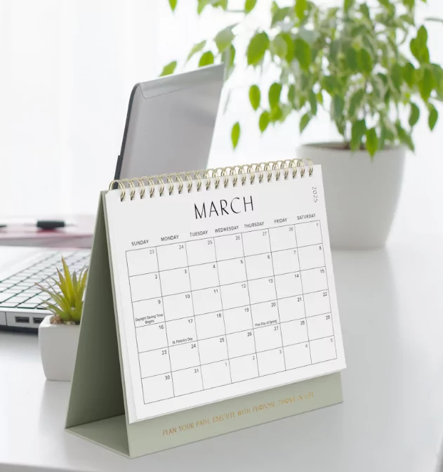 Modern minimalist desk calendar design for office productivity and style