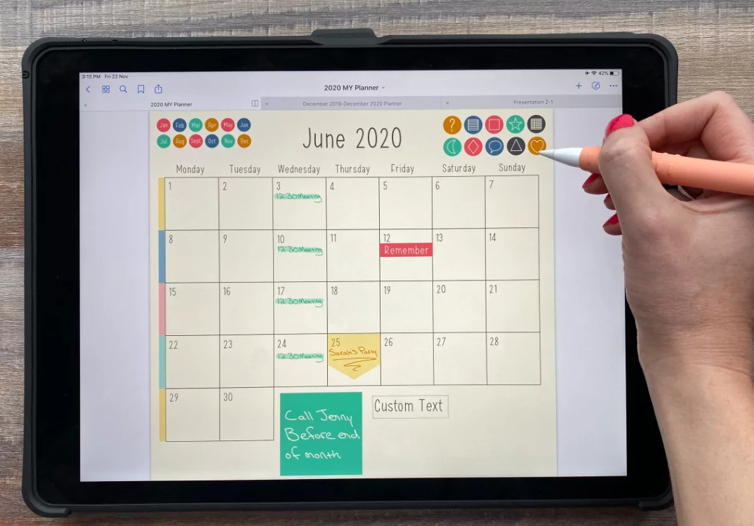 Traditional paper travel planner next to a modern digital calendar app interface
