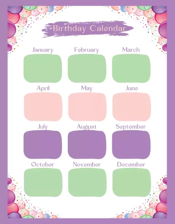 birthday reminders calendar design preview