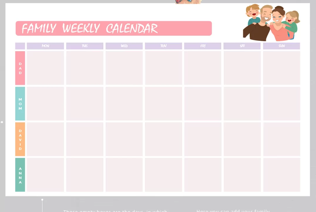 home and family calendar design preview