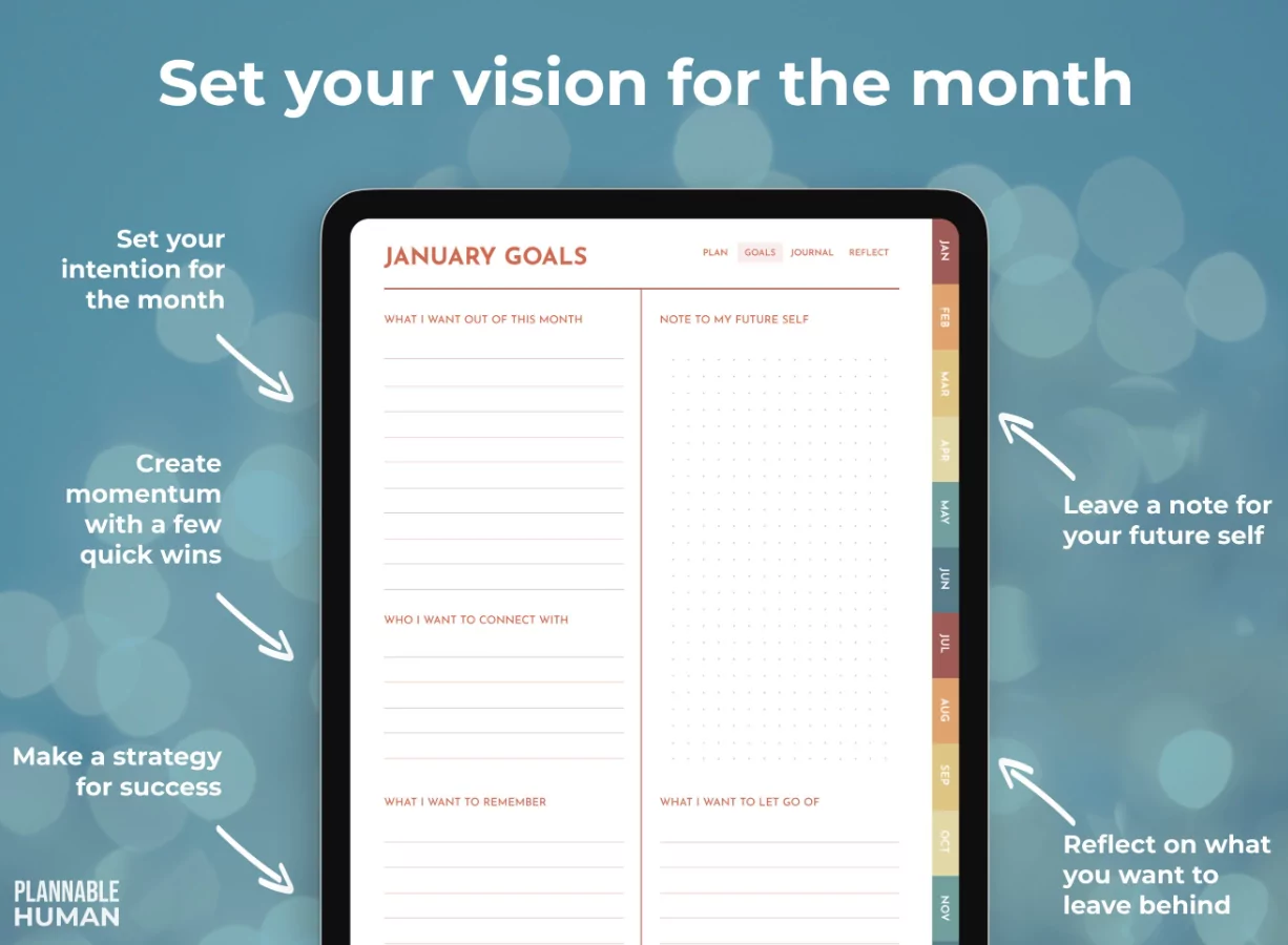 digital calendar for organizing life goals