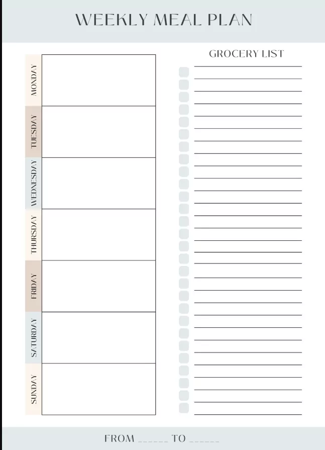 easy meal planning calendar template printable