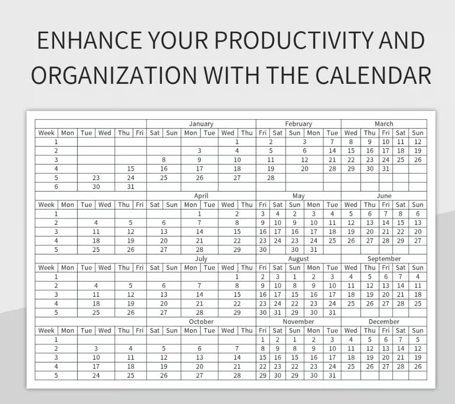 financial productivity calendar planning system