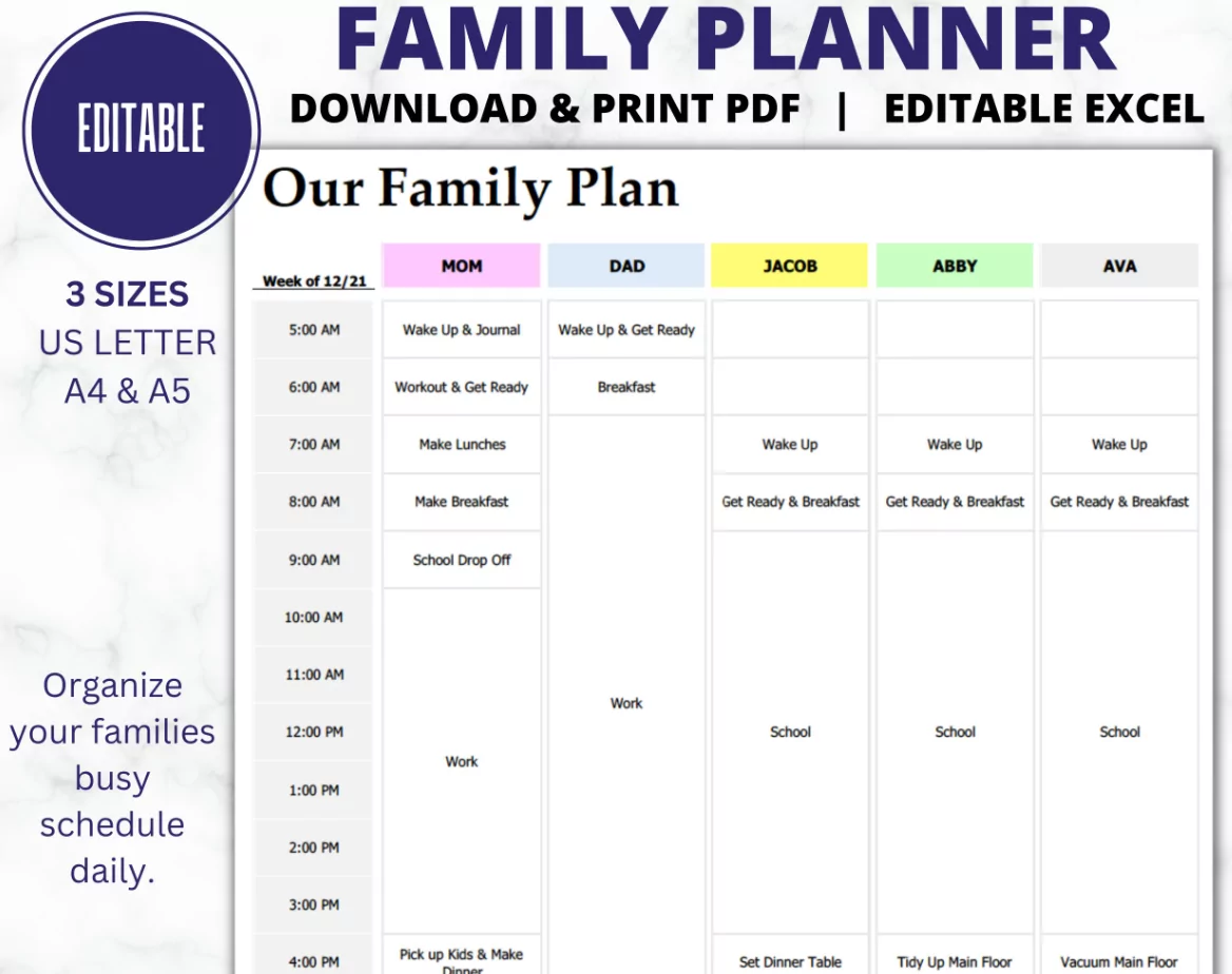 shared family schedule planner and organizer