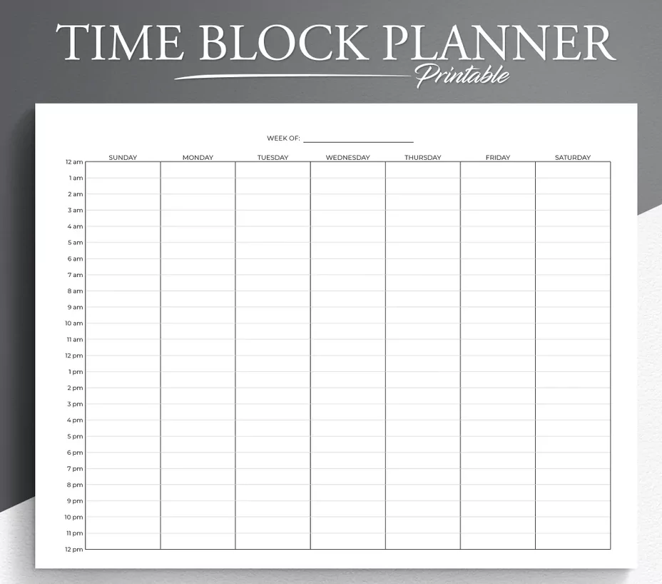 time blocking printable calendar system