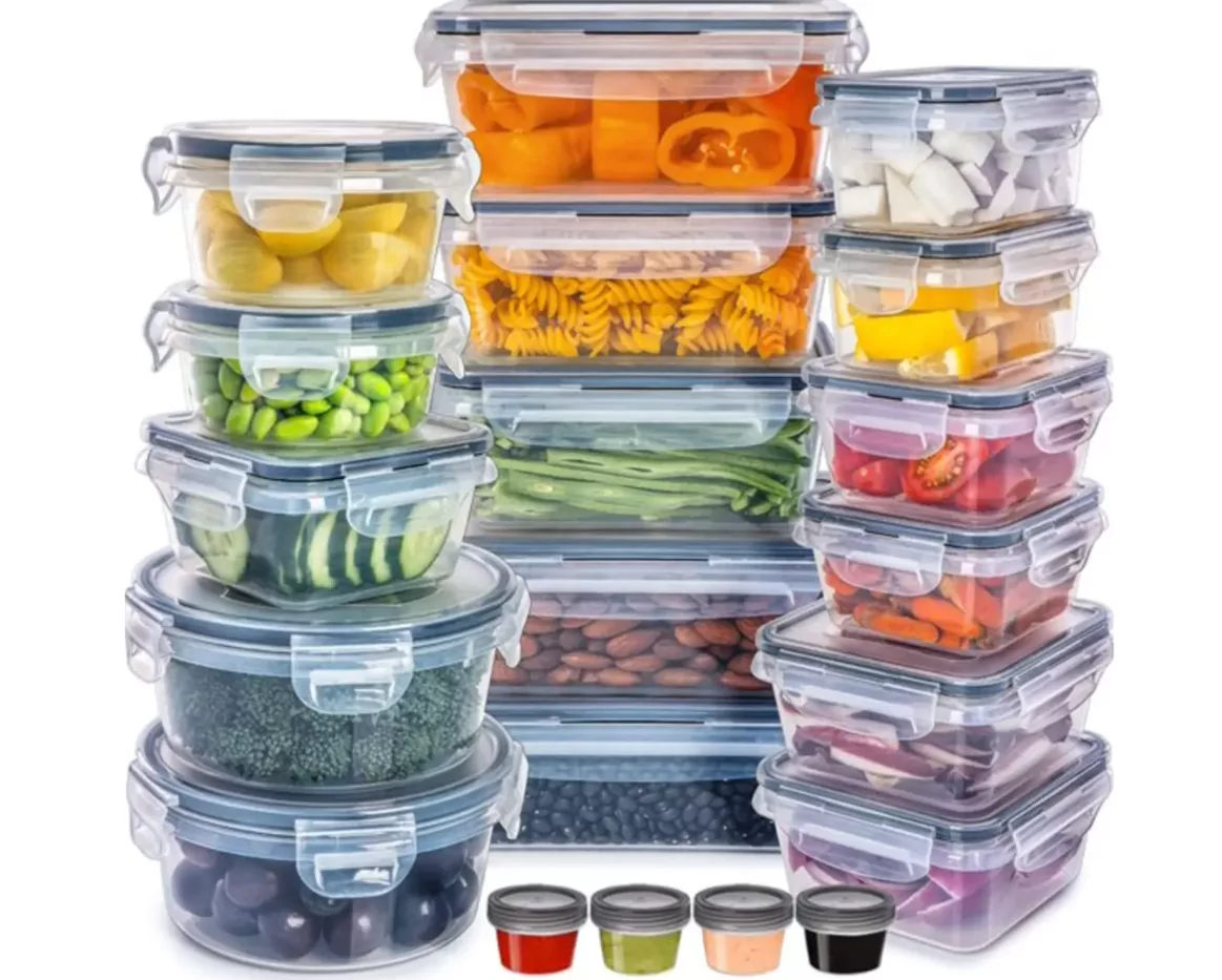 Meal prep containers organized on kitchen counter for weekly routine efficiency