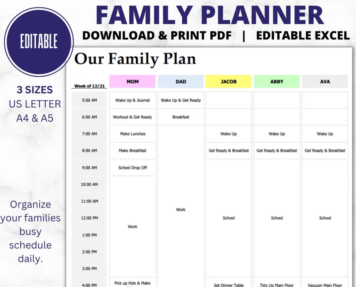 Organized family schedule productivity planning tips