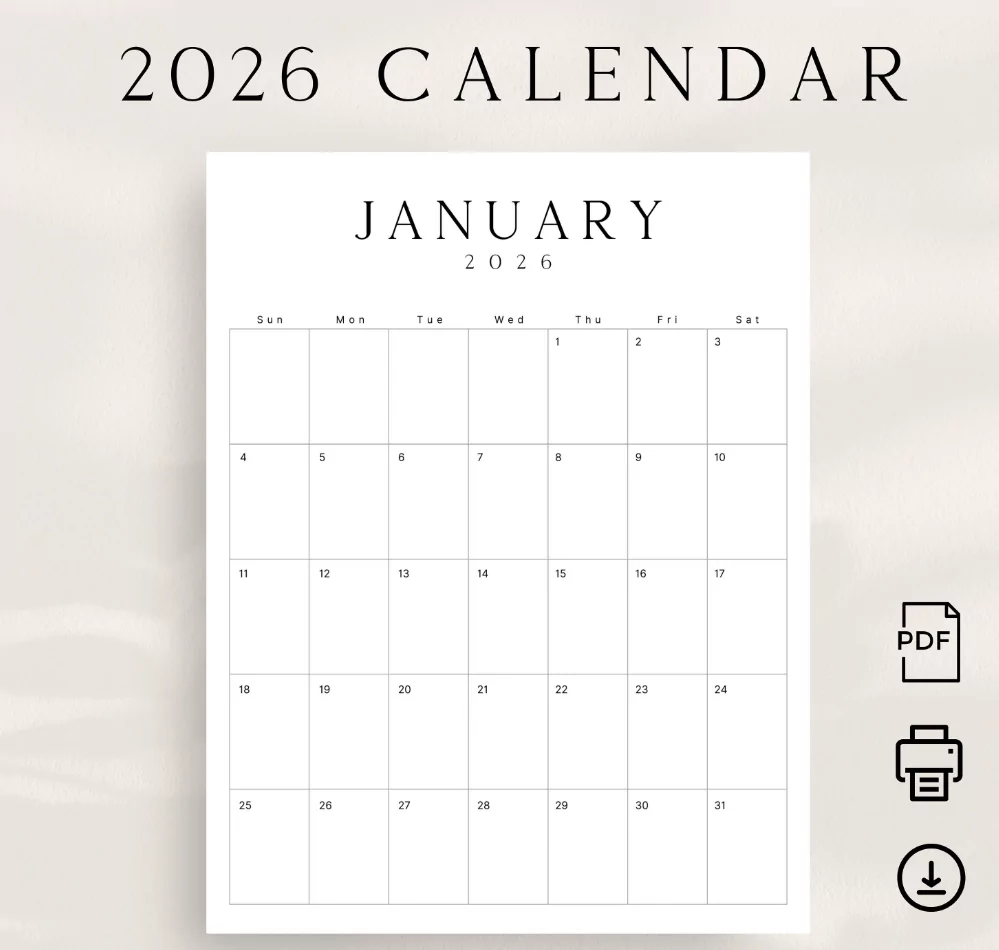 2026 monthly calendar templates free