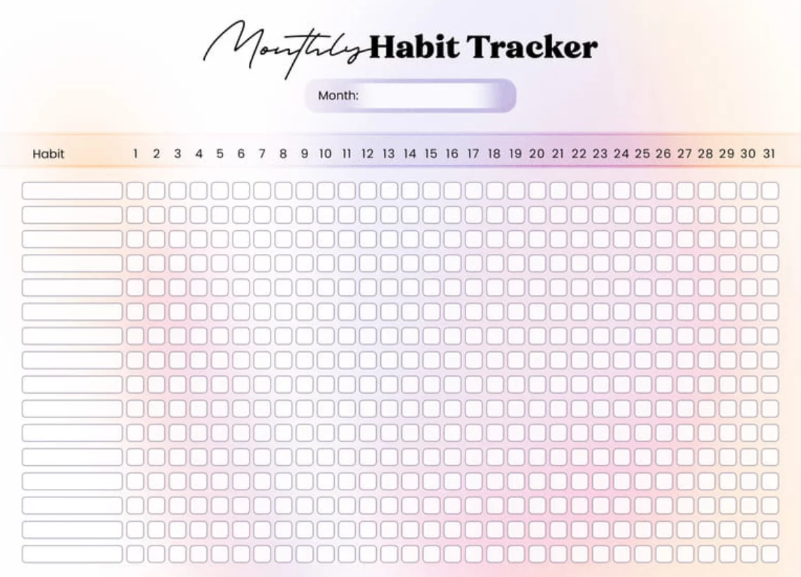 monthly habit planner template may 2026 wellness routine tracker