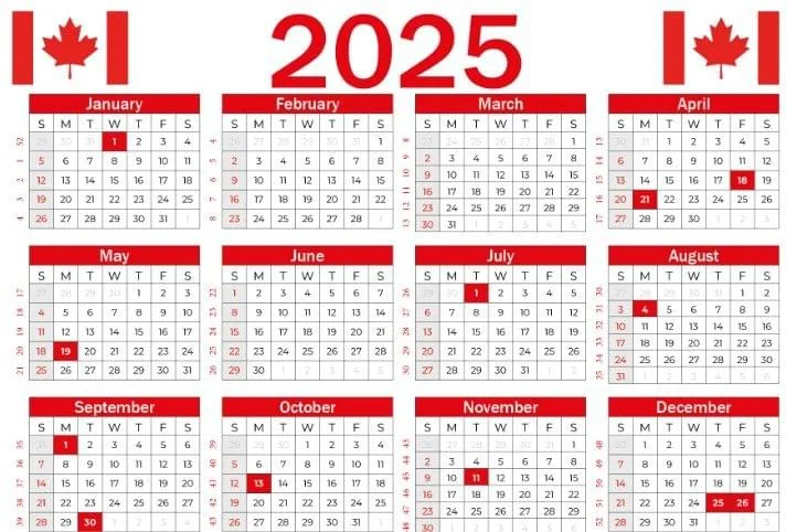 2025 Calendar Canada Printable Free